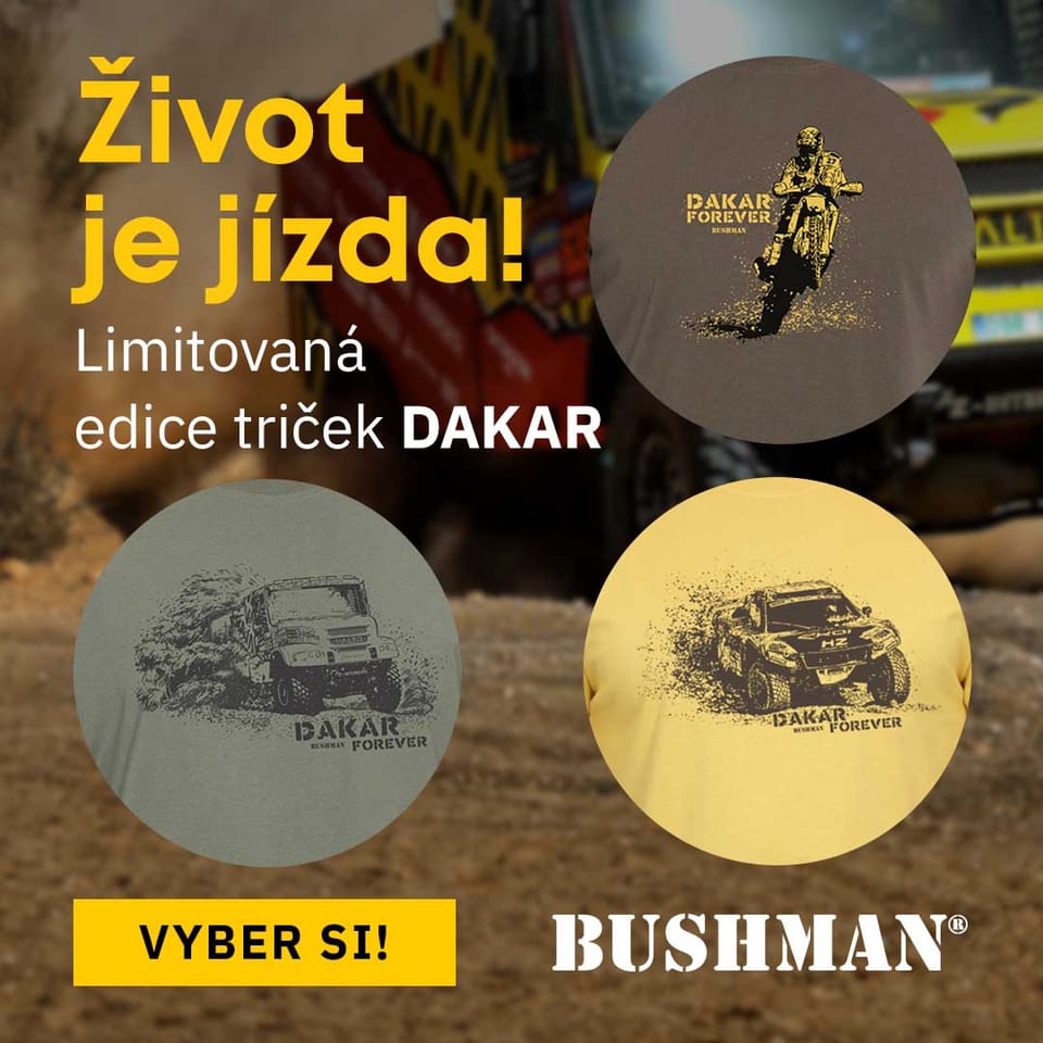 An advertising panel for the limited edition of Dakar-motif shirts